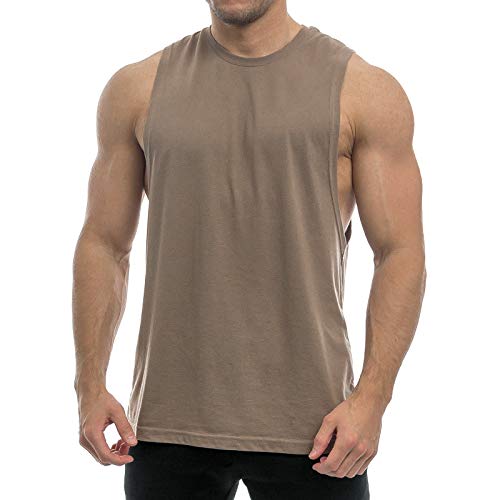 Sixlab Essentials Cut Off Tank Top Herren Muskelshirt Gym Fitness (S, Braun) von Sixlab