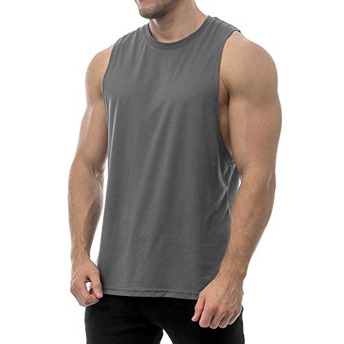 Sixlab Essentials Cut Off Tank Top Herren Muskelshirt Gym Fitness (S, Dunkelgrau) von Sixlab