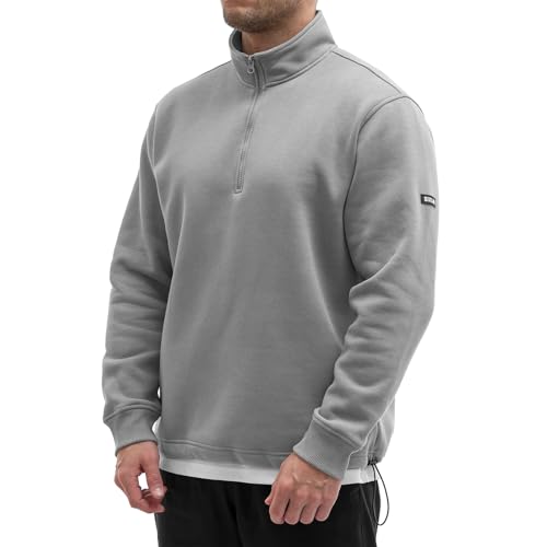 Sixlab Oversize Half-Zip Sweatshirt Herren Gym Sweater Bodybuilding Sport Fitness Pullover (M, Grey) von Sixlab