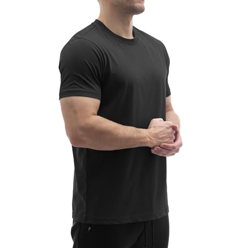 Sixlab Regular Tech Herren T-Shirt Muscle Basic Gym Sport Fitness Tshirt (L, Schwarz) von Sixlab
