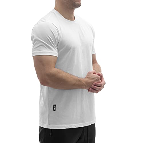 Sixlab Regular Tech Herren T-Shirt Muscle Basic Gym Sport Fitness Tshirt (L, Weiß) von Sixlab