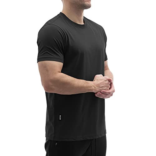Sixlab Regular Tech Herren T-Shirt Muscle Basic Gym Sport Fitness Tshirt (S, Schwarz) von Sixlab