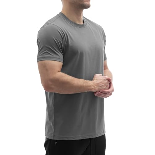 Sixlab Regular Tech Herren T-Shirt Muscle Basic Gym Sport Fitness Tshirt (XXL, Dunkelgrau) von Sixlab