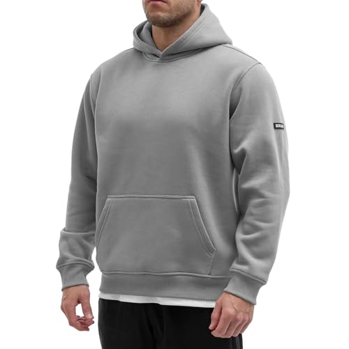 Sixlab Relaxed Oversize Hoodie Herren Gym Sweatshirt Bodybuilding Sport Fitness Pullover (M, Grey) von Sixlab