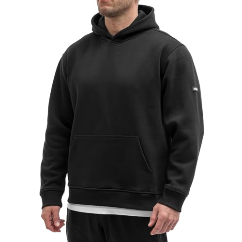 Sixlab Relaxed Oversize Hoodie Herren Gym Sweatshirt Bodybuilding Sport Fitness Pullover (XL, Black) von Sixlab