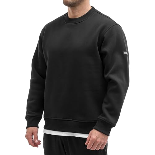 Sixlab Relaxed Oversize Sweatshirt Herren Gym Sweater Bodybuilding Sport Fitness Pullover (L, Black) von Sixlab