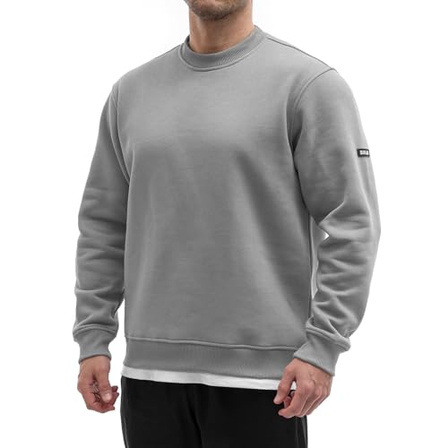 Sixlab Relaxed Oversize Sweatshirt Herren Gym Sweater Bodybuilding Sport Fitness Pullover (M, Grey) von Sixlab