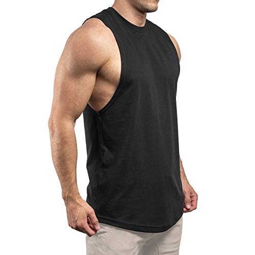 Sixlab Round Cut Off Tank Top Herren Muskelshirt Gym Fitness (S, Schwarz) von Sixlab