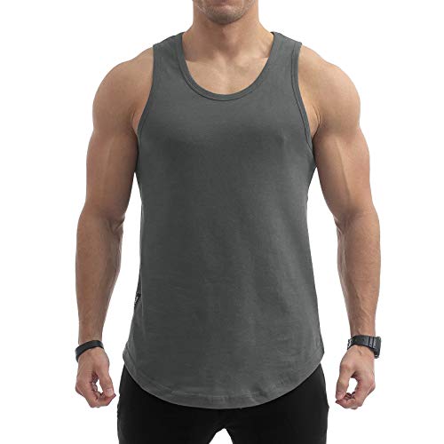 Sixlab Round Tank Top Herren Muscle Shirt Achselshirt Gym Fitness (S, Grey) von Sixlab