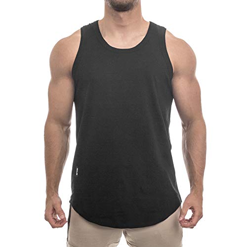 Sixlab Round Tank Top Herren Muscle Shirt Achselshirt Gym Fitness (S, Schwarz) von Sixlab