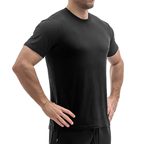 Sixlab Slim Fit Herren T-Shirt Muscle Basic Gym Sport Fitness Tshirt (S, Schwarz) von Sixlab