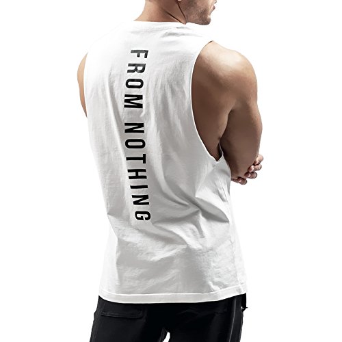 Sixlab West Cut Off Tank Top Herren Muskelshirt Gym Fitness (XXL, Weiß) von Sixlab