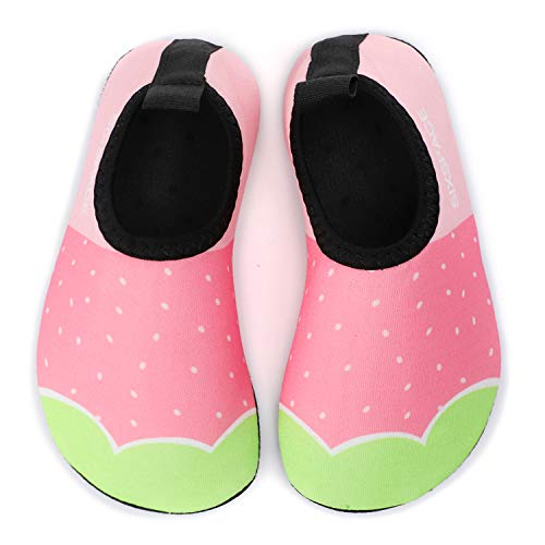 Badeschuhe Kinder Jungen Mädchen Wasserschuhe Schwimmschuhe Strandschuhe Bequem Leicht Aquaschuhe Surfschuhe Water Shoes für Schwimmbad Beach Pool Surfen Wasserpark (Pink Erdbeere,28 EU) von Sixspace