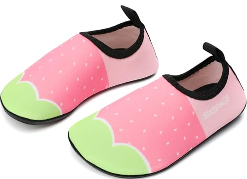 Badeschuhe Kinder Wasserschuhe Schnell Trocknend Schwimmschuhe rutschfeste Aquaschuhe Leicht Strandschuhe für Jungen Mädchen Surfschuhe Kleinkind Baby Barfußschuhe Beach Pool (Rosa, 26 EU) von Sixspace