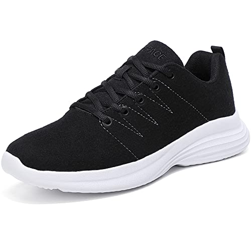 Damen Herren Sneaker aus Wool 3D Stretch Atmungsaktive Laufschuhe Turnschuhe Freizeit Running Schuhe Straßenlaufschuhe Fashion Walkingschuhe Outdoor Fitness Jogging Sportsschuhe(Schwarz,38 EU) von Sixspace