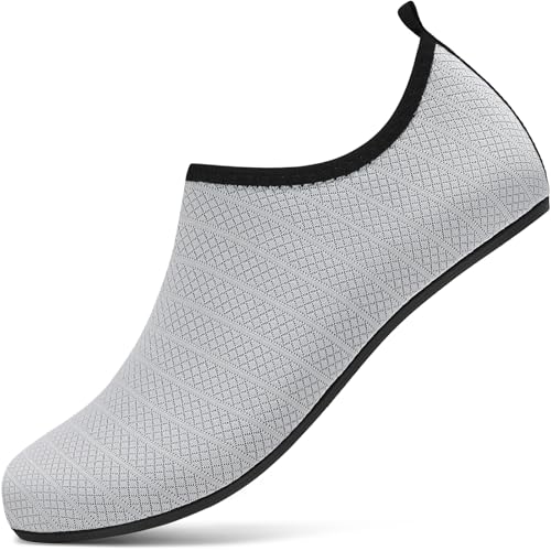 Sixspace Badeschuhe Damen Herren Wasserschuhe Schnell Trocken Schwimmschuhe Leicht Strandschuhe Aquaschuhe Outdoor Barfußschuhe(Grau 44 EU) von Sixspace