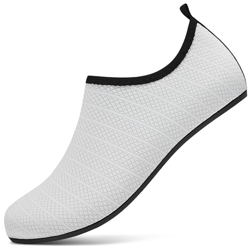 Sixspace Badeschuhe Damen Herren Wasserschuhe Schnell Trocken Schwimmschuhe Leicht Strandschuhe Aquaschuhe Outdoor Barfußschuhe(Weiß 42 EU) von Sixspace