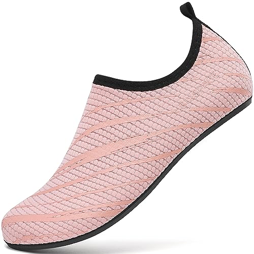 Sixspace Badeschuhe Damen Herren Wasserschuhe Schwimmschuhe Männer Frauen Strandschuhe Aquaschuhe Barfußschuhe für Strand,Pool,Meer,Wassersport,Tauchen,Surfen,Aqua Cycling(Rosa,35 EU) von Sixspace