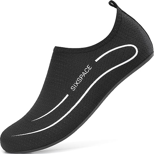 Sixspace Badeschuhe Damen Herren Wasserschuhe Schwimmschuhe Männer Frauen Strandschuhe Aquaschuhe Barfußschuhe für Strand,Pool,Meer,Wassersport,Tauchen,Surfen,Aqua Cycling(Schwarz,37 EU) von Sixspace