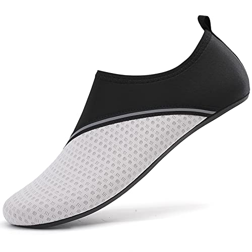 Sixspace Badeschuhe Damen Herren Wasserschuhe Schwimmschuhe Männer Frauen Strandschuhe Aquaschuhe Barfußschuhe für Strand,Pool,Meer,Wassersport,Tauchen,Surfen,Aqua Cycling(Schwarz/Grau,36 EU) von Sixspace