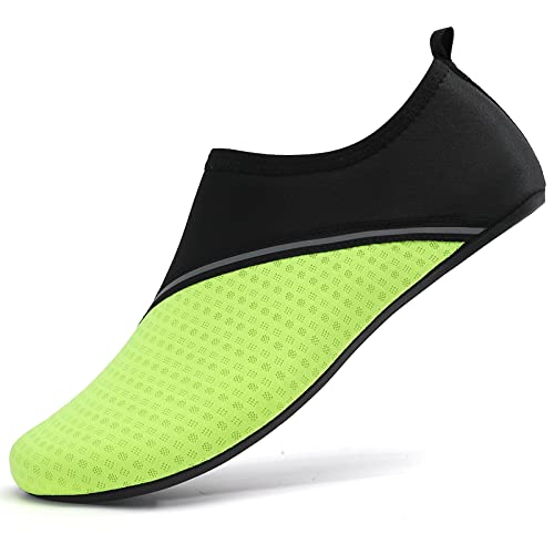 Sixspace Badeschuhe Damen Herren Wasserschuhe Schwimmschuhe Männer Frauen Strandschuhe Aquaschuhe Barfußschuhe für Strand,Pool,Meer,Wassersport,Tauchen,Surfen,Aqua Cycling(Schwarz/Grün,38 EU) von Sixspace