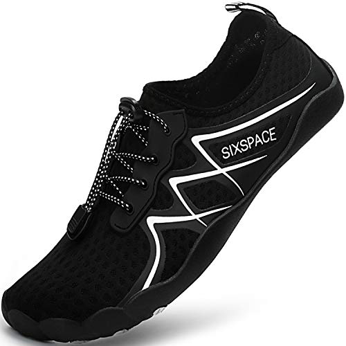 Sixspace Badeschuhe Damen Herren Wasserschuhe Strandschuhe Barfussschuhe Herren Traillaufschuhe Fitnessschuhe Wanderschuhe Sports Schuhe(Schwarz 34 EU) von Sixspace