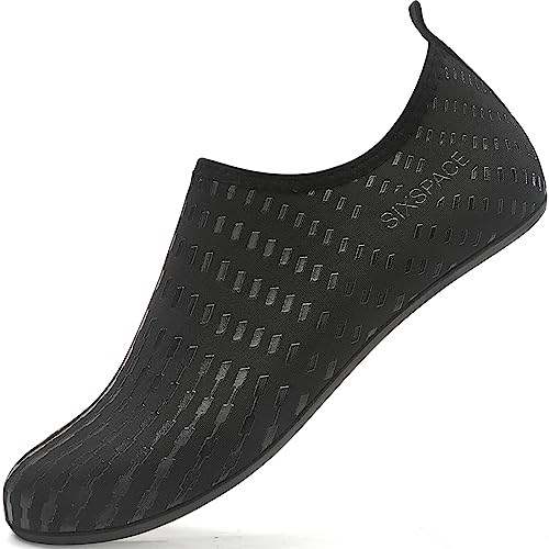 Sixspace Badeschuhe Herren Wasserschuhe Schwimmschuhe Männer Frauen Strandschuhe Barfußschuhe Aquaschuhe(Schwarz 47 EU) von Sixspace