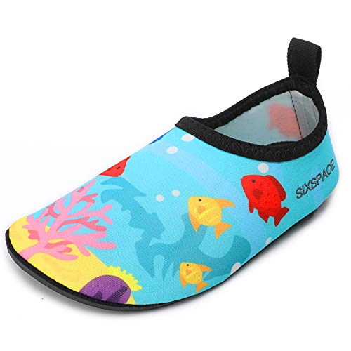 Sixspace Badeschuhe Kinder Wasserschuhe Jungen Mädchen Schwimmschuhe Schnell Trocknend Strandschuhe Aquaschuhe für Beach Pool(Blau,24 EU) von Sixspace