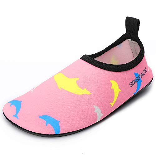 Sixspace Badeschuhe Kinder Wasserschuhe Jungen Mädchen Schwimmschuhe Schnell Trocknend Strandschuhe Aquaschuhe für Beach Pool(Pink,25 EU) von Sixspace