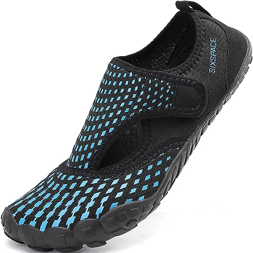 Sixspace Badeschuhe Wasserschuhe Schwimmschuhe Strandschuhe Aquaschuhe Surfschuhe Barfußschuhe Tauchschuhe Wassersportschuhe für Damen Herren, Blau 36 EU von Sixspace