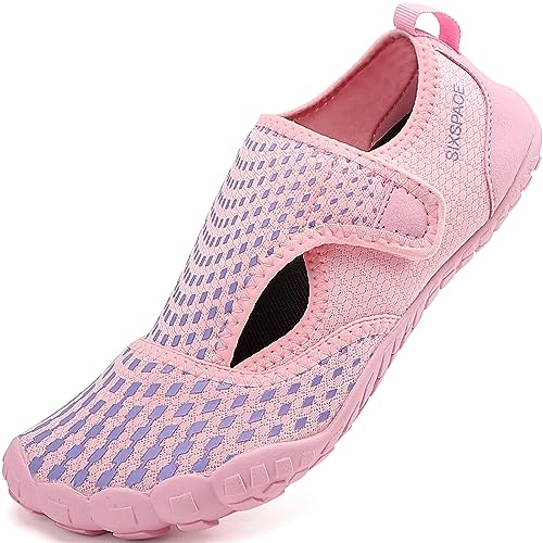 Sixspace Badeschuhe Wasserschuhe Schwimmschuhe Strandschuhe Aquaschuhe Surfschuhe Barfußschuhe Tauchschuhe Wassersportschuhe für Damen Herren, Rosa/Lila 34 EU von Sixspace