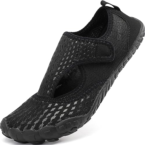 Sixspace Badeschuhe Wasserschuhe Schwimmschuhe Strandschuhe Aquaschuhe Surfschuhe Barfußschuhe Tauchschuhe Wassersportschuhe für Damen Herren, Schwarz 38 EU von Sixspace