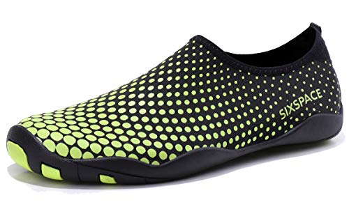 Sixspace Badeschuhe Wasserschuhe Strandschuhe Schnell Trocknend Schwimmschuhe Breathable Aquaschuhe Surfschuhe für Herren Damen, Grün 40 EU von Sixspace