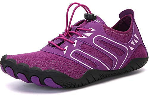 Sixspace Barfußschuhe Damen Badeschuhe Traillaufschuhe Outdoor & Indoor Training Fitnessschuhe Wander Wald Strand Straße Laufschuhe Walkingschuhe Schnell Trocknend Aquaschuhe（Violett 36 EU） von Sixspace