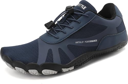 Sixspace Barfussschuhe Damen Outdoor Zehenschuhe Barfußschuhe Herren Traillaufschuhe Atmungsaktiv Leichte Fitnessschuhe Schnell Trocknend Badeschuhe (Dunkel Blau, 43EU) von Sixspace