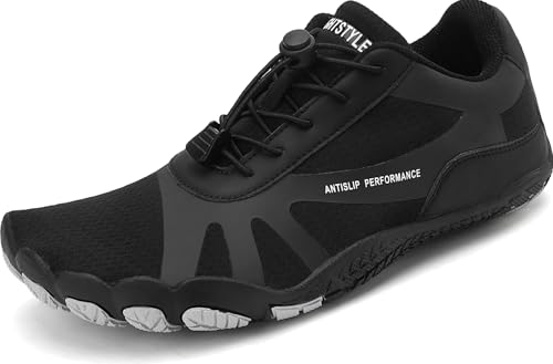 Sixspace Barfußschuhe Damen Outdoor Zehenschuhe Barfussschuhe Herren Traillaufschuhe Atmungsaktiv Leichte Fitnessschuhe Schnell Trocknend Badeschuhe (Schwarz, 39EU) von Sixspace