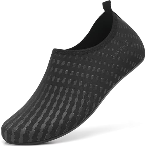 Sixspace Badeschuhe Damen Herren Wasserschuhe Schwimmschuhe Männer Frauen Strandschuhe Barfußschuhe Aquaschuhe(Schwarz 34 EU) von Sixspace