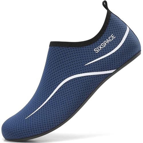 Sixspace Badeschuhe Damen Herren Wasserschuhe Schwimmschuhe Männer Frauen Strandschuhe Barfußschuhe Surfschuhe(Dunkelblau 35 EU) von Sixspace