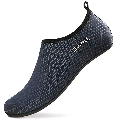 Sixspace Herren Damen Badeschuhe Wasserschuhe Aquaschuhe Strandschuhe Schnell Trocknend Slip on Breathable Schwimmschuhe Surfschuhe für Beach Pool Surfen Yoga Dunkelblau(Lieferantengröße 39 EU) von Sixspace