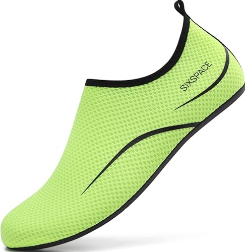 Sixspace Herren Damen Badeschuhe Wasserschuhe Aquaschuhe Strandschuhe Schnell Trocknend Slip on Breathable Schwimmschuhe Surfschuhe für Beach Pool Surfen Yoga Grün(Lieferantengröße 38 EU) von Sixspace