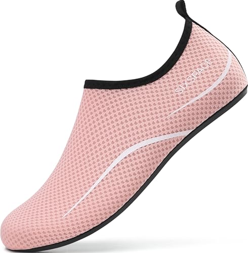 Sixspace Herren Damen Badeschuhe Wasserschuhe Aquaschuhe Strandschuhe Schnell Trocknend Slip on Breathable Schwimmschuhe Surfschuhe für Beach Pool Surfen Yoga Rosa(Lieferantengröße 35 EU) von Sixspace