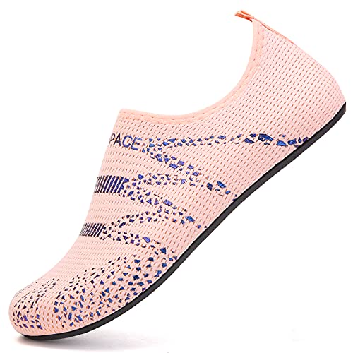 Sixspace Herren Damen Badeschuhe Wasserschuhe Aquaschuhe Strandschuhe Schnell Trocknend Slip on Breathable Schwimmschuhe Surfschuhe für Beach Pool Surfen Yoga Rosa(Lieferantengröße 35 EU) von Sixspace