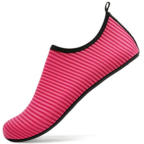 Sixspace Herren Damen Badeschuhe Wasserschuhe Aquaschuhe Strandschuhe Schnell Trocknend Slip on Breathable Schwimmschuhe Surfschuhe für Beach Pool Surfen Yoga Rose rot(Lieferantengröße 35 EU) von Sixspace