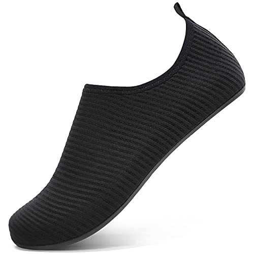 Sixspace Herren Damen Badeschuhe Wasserschuhe Aquaschuhe Strandschuhe Schnell Trocknend Slip on Breathable Schwimmschuhe Surfschuhe für Beach Pool Surfen Yoga Schwarz(Lieferantengröße 35 EU) von Sixspace