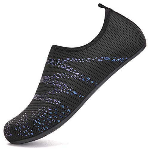 Sixspace Herren Damen Badeschuhe Wasserschuhe Aquaschuhe Strandschuhe Schnell Trocknend Slip on Breathable Schwimmschuhe Surfschuhe für Beach Pool Surfen Yoga Schwarz(Lieferantengröße 36 EU) von Sixspace