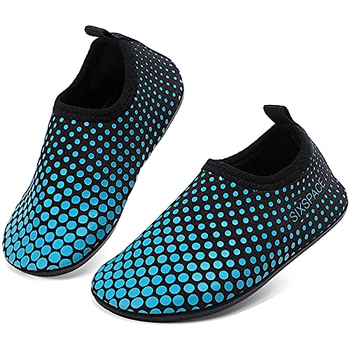 Sixspace Kinder Hausschuhe Mädchen Jungen Lauflernschuhe Weiche Slipper Kleinkindschuhe Atmungsaktive Leichte Barfußschuhe Flexibel Badeschuhe mit Gummibodensohle(Blau,19 EU) von Sixspace