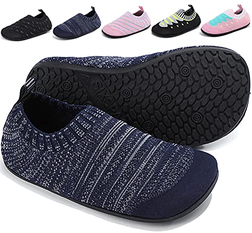 Sixspace Kinder Hausschuhe Mädchen Jungen Barfußschuhe Badeschuhe Leicht Wasserschuhe rutschfest Aquaschuhe Kleinkinder Lauflernschuhe Weich Hüttenschuhe(Blau/Grau,22 EU) von Sixspace