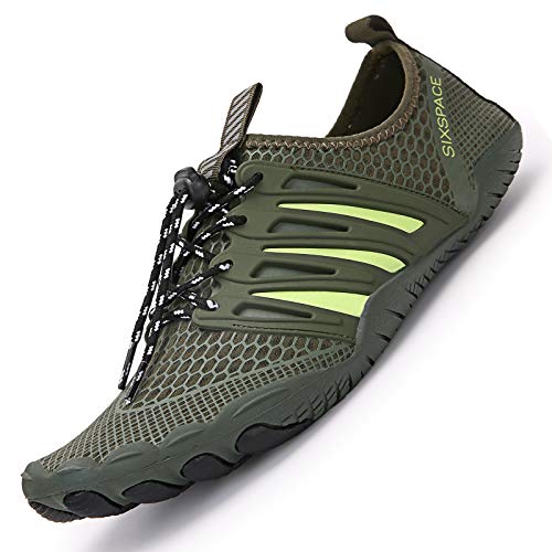 Sixspace Unisex Badeschuhe Barfuß-Softschuhe mit Weich Dicke Sohle Atmungsaktive Tragbare Laufschuhe Trailrunning-Schuhe Fitnessschuhe Sportschuhe Armeegrün(Herstellergröße:402,42 EU) von Sixspace