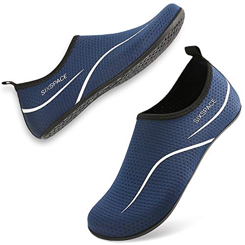 Sixspace Unisex Badeschuhe Outdoor Wasserschuhe Schnell Trocken Schwimmschuhe Damen Sommer Aquaschuhe Herren Surfschuhe Männer Barfußschuhe Surfschuhe(Dunkelblau,40 EU) von Sixspace