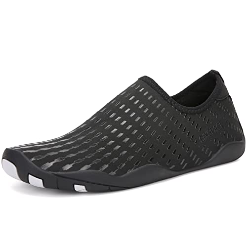 Sixspace Badeschuhe Herren Wasserschuhe Schwimmschuhe Männer Frauen Strandschuhe Aquaschuhe Barfußschuhe(Schwarz 45 EU) von Sixspace